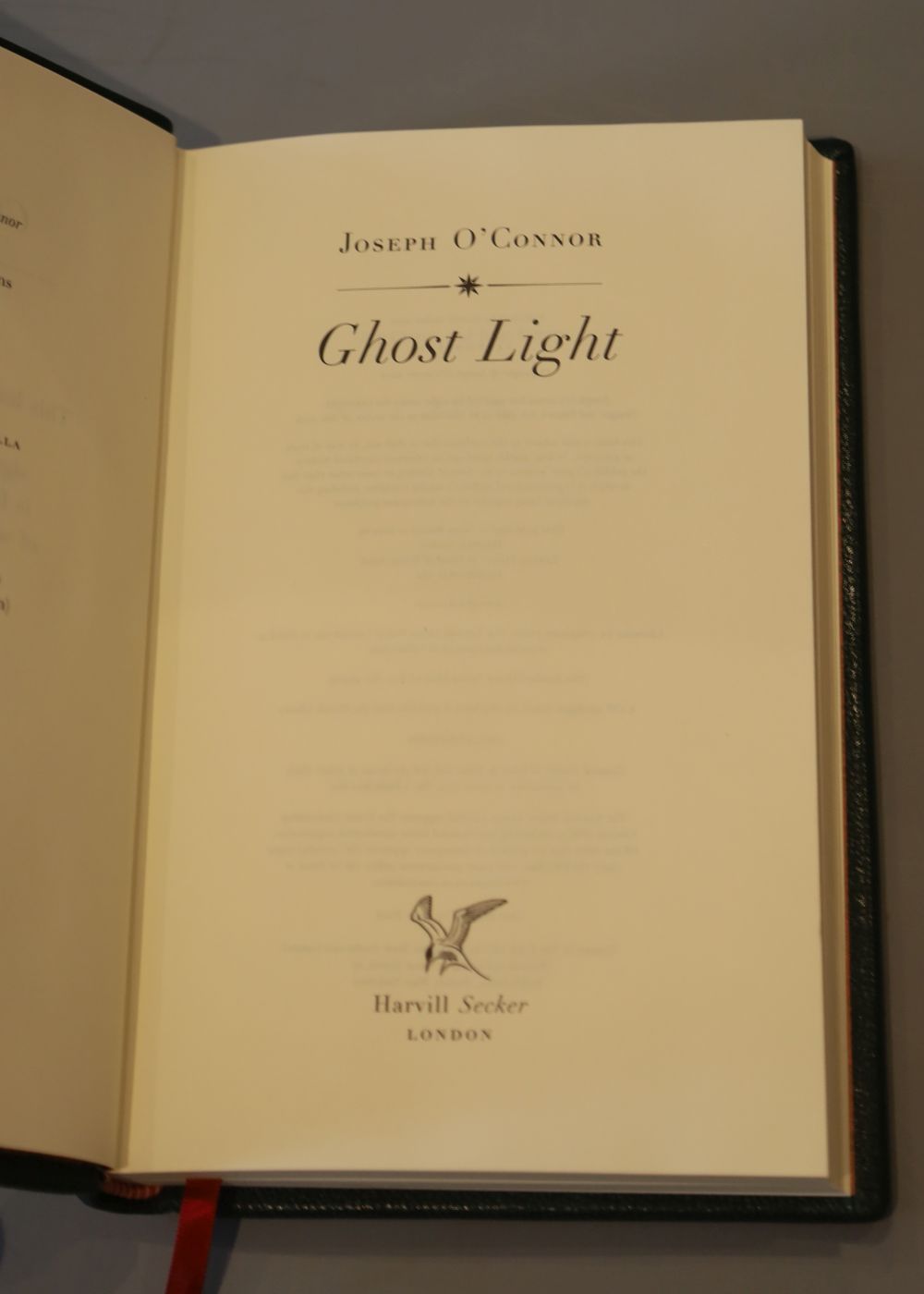 OConnor, Joseph - Ghost Light, one of 75, signed by the author, 8vo, green decorated leather boards, with slip case, Harvill Secker, L